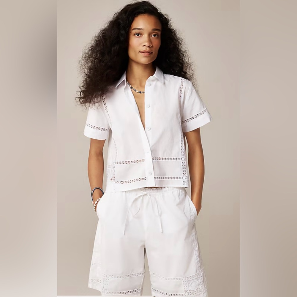 J.Crew Gamine eyelet-trim shirt